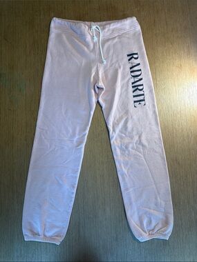 Rodarte Pink Logo Sweatpants Made in USA Cozy Fleece Joggers Sz L